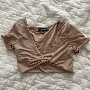 Tan Twist Front Crop Top